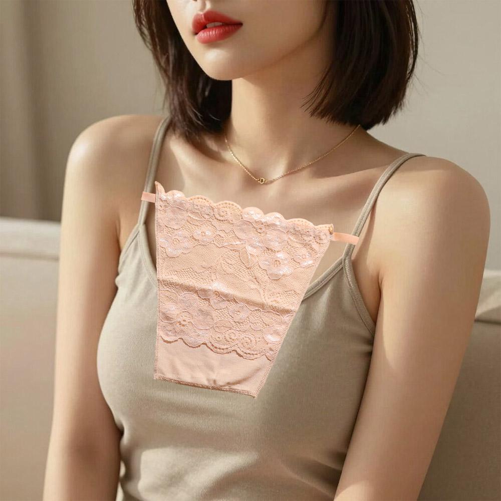 Mesh Strapless Insert Wrapped Chest Flower Clip-On Mock Camisole Lace Anti-Glare Tube Top Summer