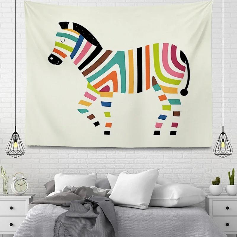 Colorful Cartoon Animal Decorative Tapestry Home Wall Decor Living Room Office Tapestry