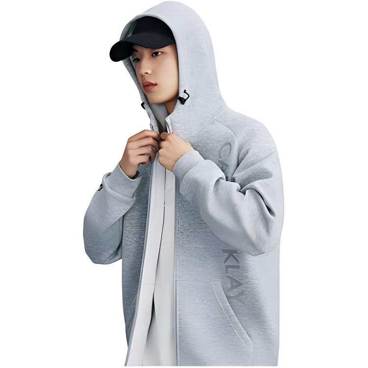 Anta Basketball Series Letter Print Cardigan Hoodie Knitted Sports Sweatshirt Men Sweatshirt Gray Flower-Gray 152411739S-1