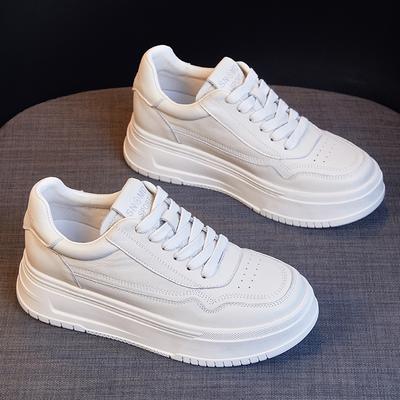 Thick-soled Leather Little White Shoes Women's Summer New Height-increasing Women's Shoes First-layer Cowhide Versatile Board Shoes Women's Sports