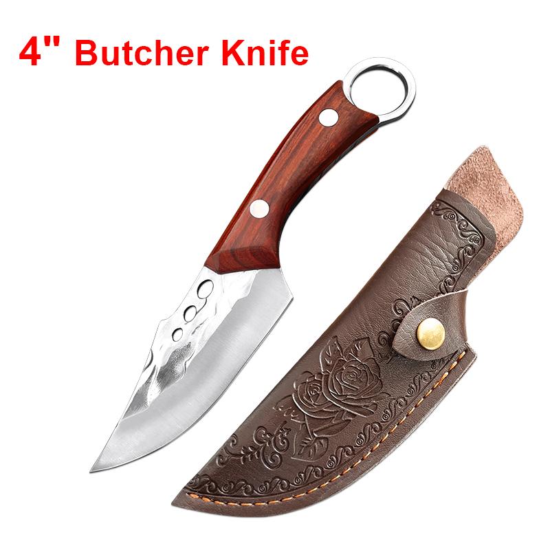 

Нож-тесак для мяса, ручной ковки, нож мясника из нержавеющей стали, нож для обвалки мяса с полным хвостовиком, кухонный нож для нарезки фруктов