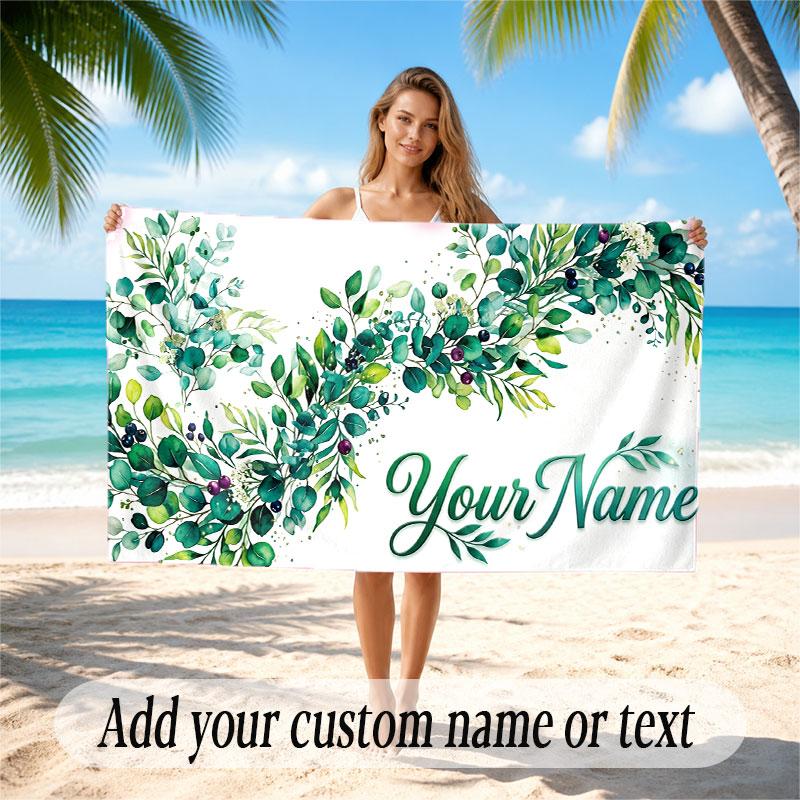 Decorative Artwork Theme Soft Beach Towel Personalized Custom Name Text Towel Portable for Beach Pool Travel