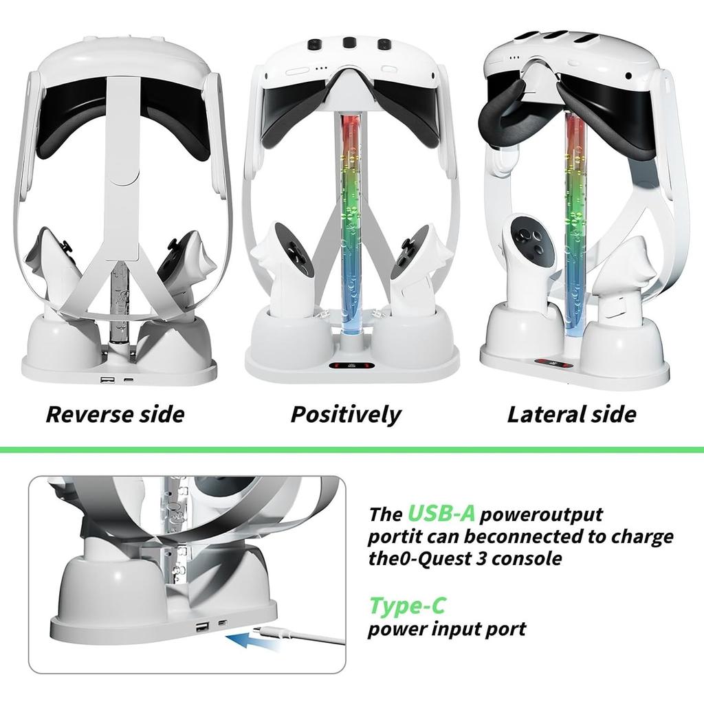 Geeignet für Meta Quest 3 Ladegeräte Geeignet für Meta Quest 3 Ladestation RGB Licht Aufbewahrungshalterung