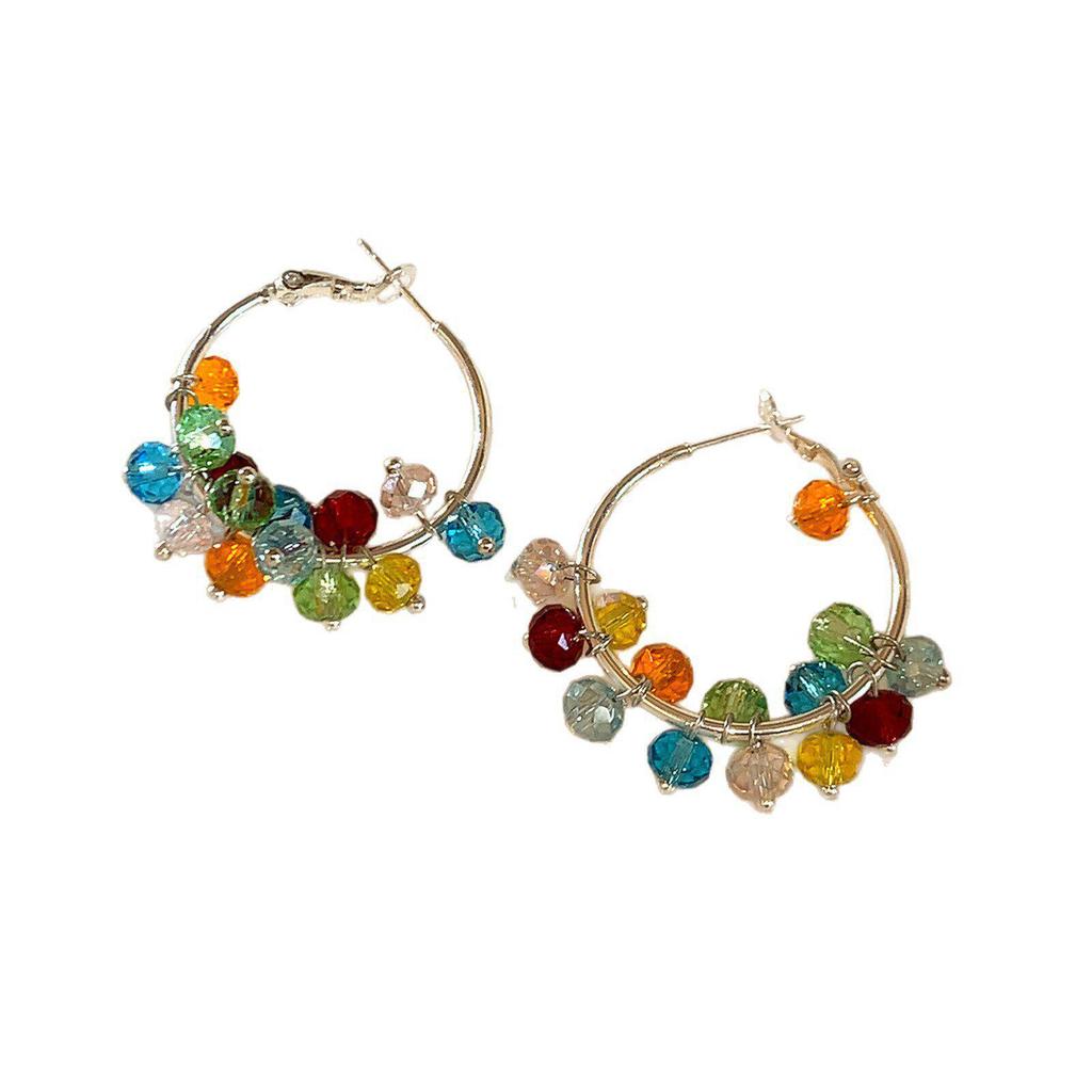 Exquisite Dopamine Beaded Hoop Earrings - Elegant and Fashionable Slimming Accessories for Women.