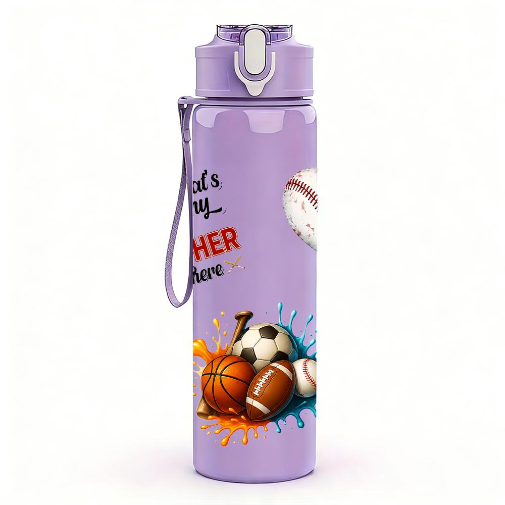 1PC Sport Ball Baseball Graphic 750ml Color Plastic Water Bottle Leakproof Flip Straw Lid For Sports Office Home Use