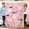 Cute Pink Ghost Blanket Halloween Fall Holiday Decor Gothic Throw Gifts for S