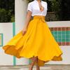 Solid Color Belted Midi Skirt - European and American Style Women's Fashion
