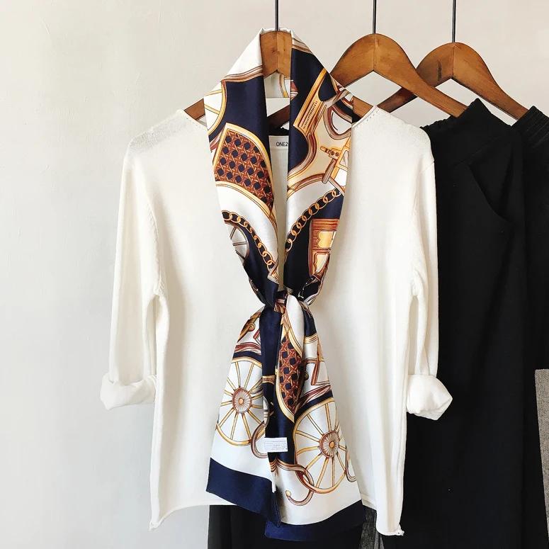 Choice Long Small Women Silk Scarf Tie Decorated Professional Neck Cover Multi-functional Tin Spring Travel Ladies Neckerchiefs