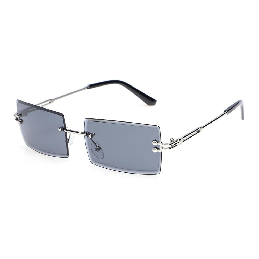 Retro Fashion Sunglasses Frameless Rectangle Gradient UV400 Women Summer Travel Metal Rimless