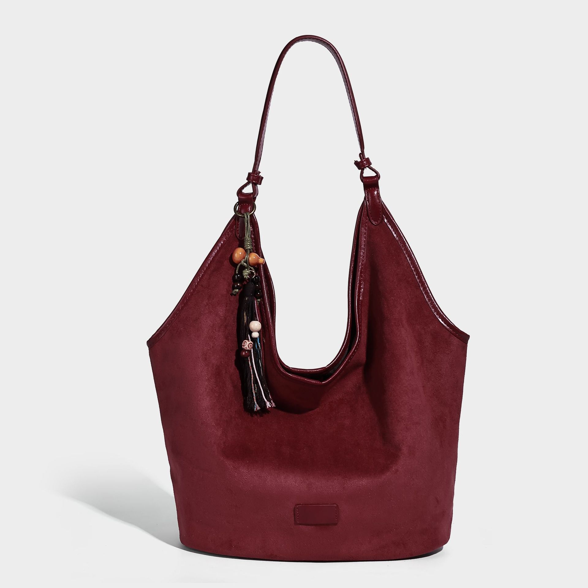 

High-End Feel 2025 Autumn Winter New Matte Tote Bag Soft Leather Shoulder Bag Fashion Underarm Bag Versatile Commuter Bag Red（No Hanging Ornament