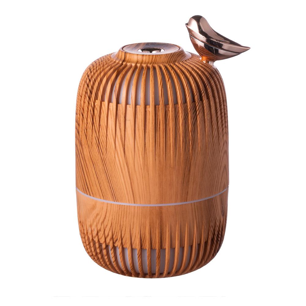 New desktop light retro birdcage wood grain Humidifier Diffuser with rainbow gradient atmosphere humidifier heavy fog volume