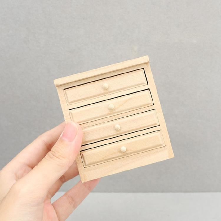 Natural Wood Dollhouses Kitchen Cabinet Miniature Furniture Model Figurine For Realistic Scene Display Arrangement