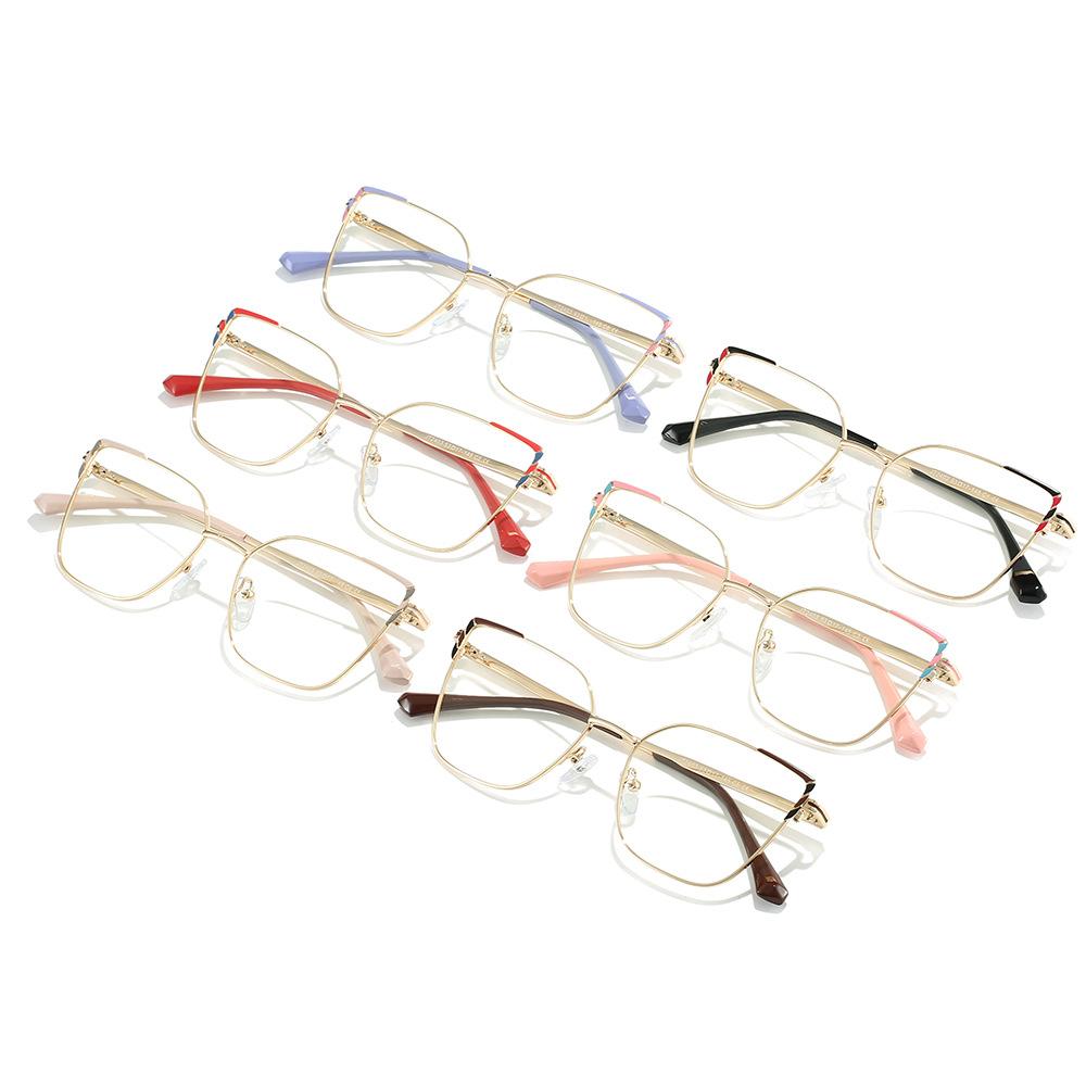 53-17 Women's Anti-blue Light Reading Glasses Cat's Eye Metal Fashion Personalized Women's Myopia Different Degrees -1.50