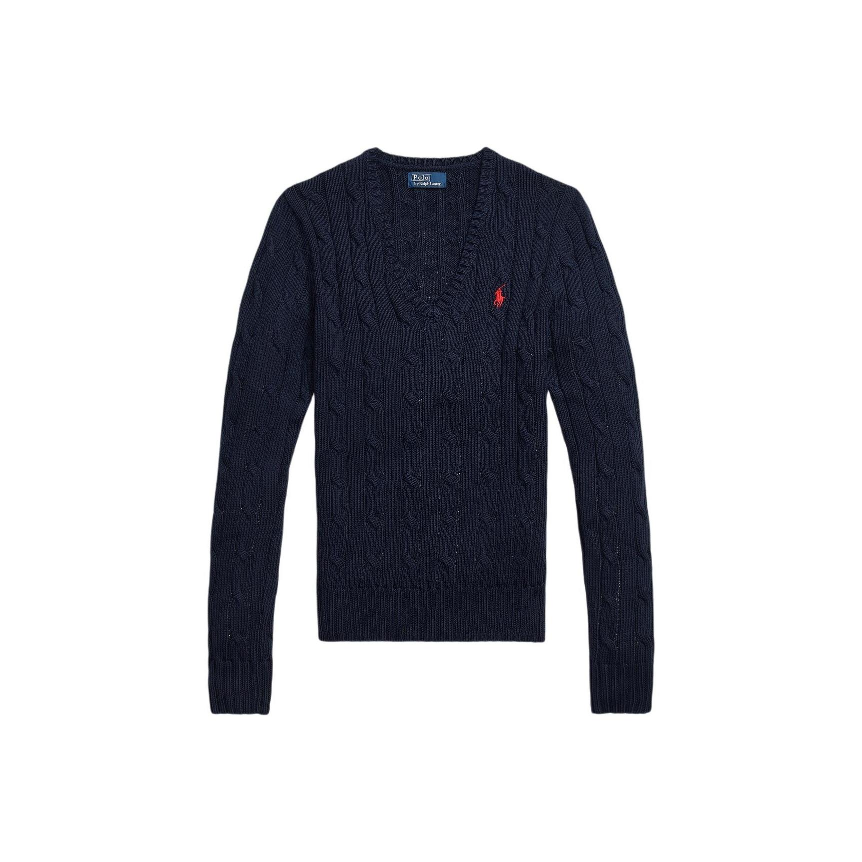 

Polo Ralph Lauren Ss25 Однотонный С рукавом обычной длины Длинный рукав V-образный вырез Приталенный Вязаный свитер Женский свитер WMPOSWENC021331-400 XS