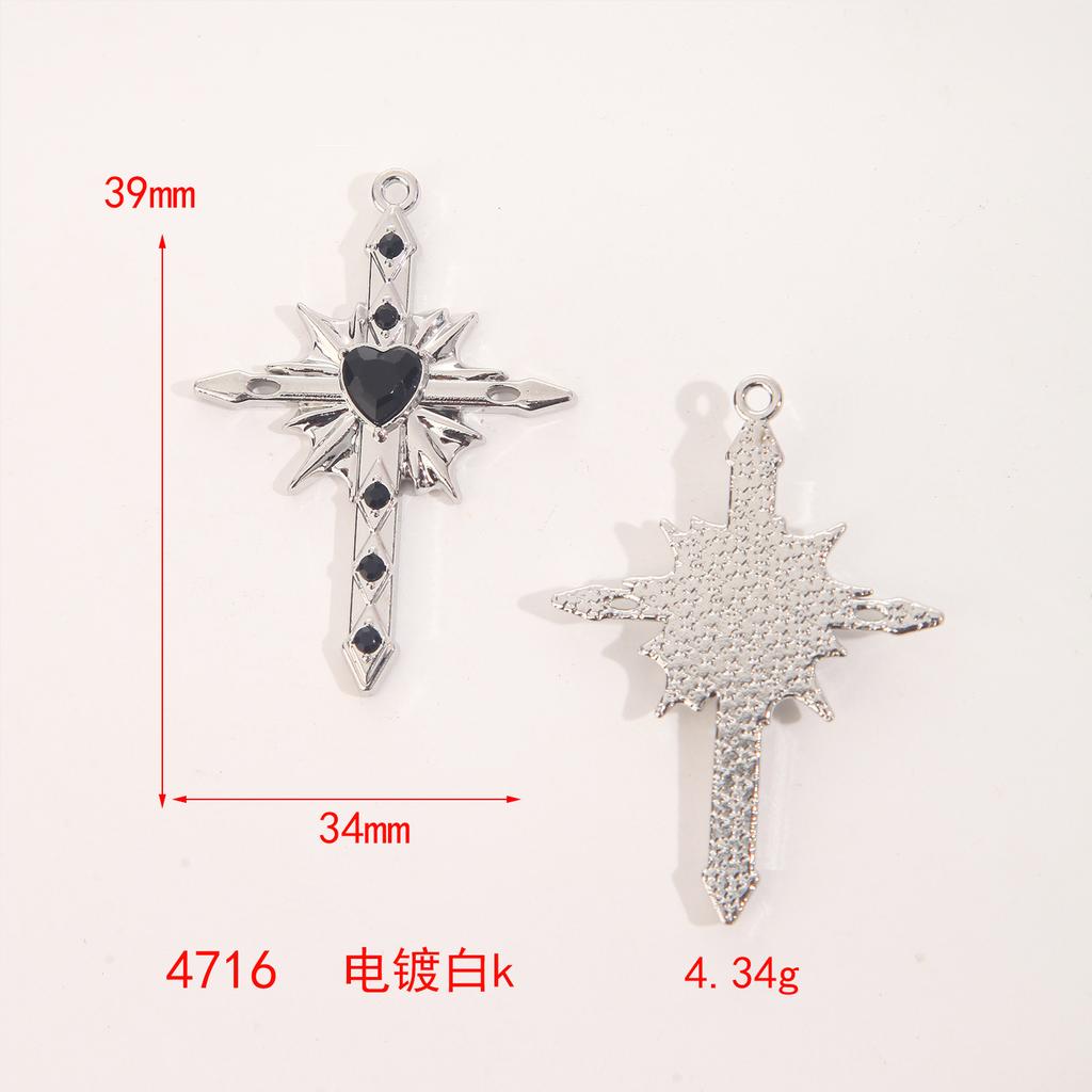 Love Starlight Inlaid Cross Crowe Heart Pendant Cool Spice Girl Diy Bracelet Necklace Ear Jewelry Material Accessories