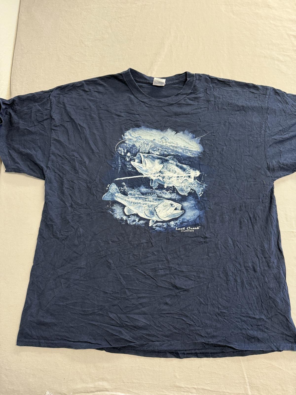 Bass Fishing T-shirt Lost Creek Outfitters Cody Wyoming 2XL XL