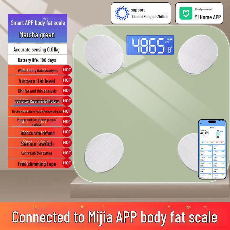 Rechargeable Smart Body Fat Scale for Home - Accurate, Compact, and Mijia App Compatible.