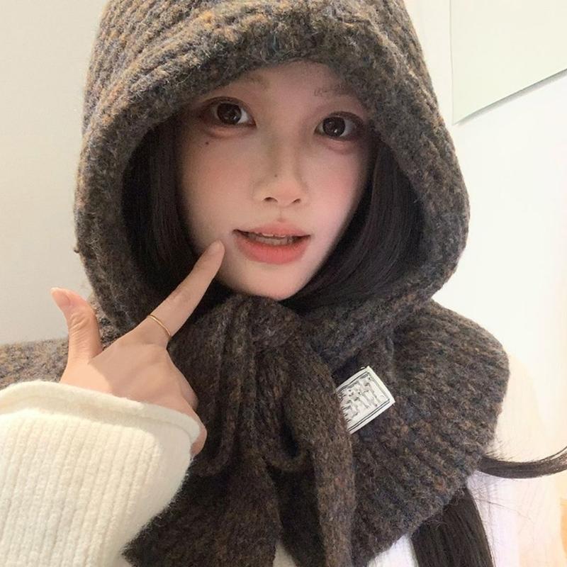 Wool Blend Balaclava Neck Warmer Scarf Hat For Cold Weather Winter Warmth Unisex Design For Outdoor Sport Activity