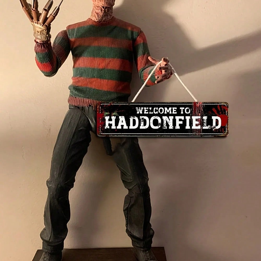 Ретро жестяная табличка на Хэллоуин Улица Ужасов Металлический Плакат Декор Стены 10x40 разноцветный