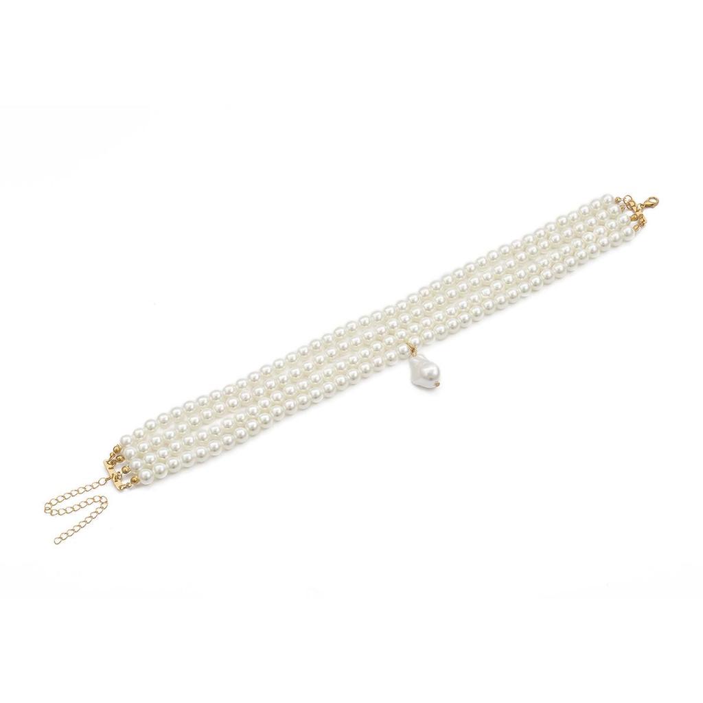 Geometric Beaded Multi-layer Pearl Pendant Necklace for Women