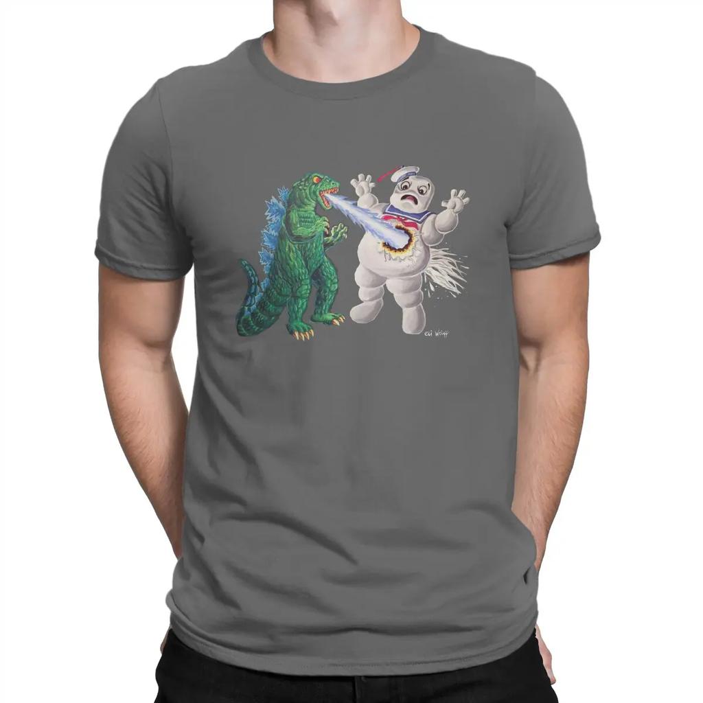 Kaiju With A Sweet Tooth T-Shirts for Men Attack Of The Marshmallow Unique Cotton Collar Short Sleeve T Shirt Graphic Printed