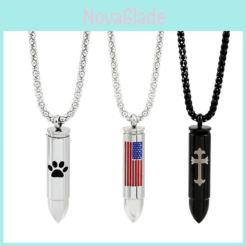 New Arrival American Flag Cat Claw Cross Stainless Steel Bullet Pendant Necklace