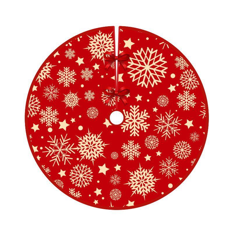 Saia de Árvore de Natal Xadrez Vermelho Festiva Com Design de Papai Noel e Alce Para Decoração Elegante de Feriado