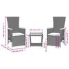 VidaXL Ensemble à Manger de Jardin avec Coussins 3 pcs, Table de Terrasse, Meubles de Patio, Mobilier d'Extérieur, Noir 3277541