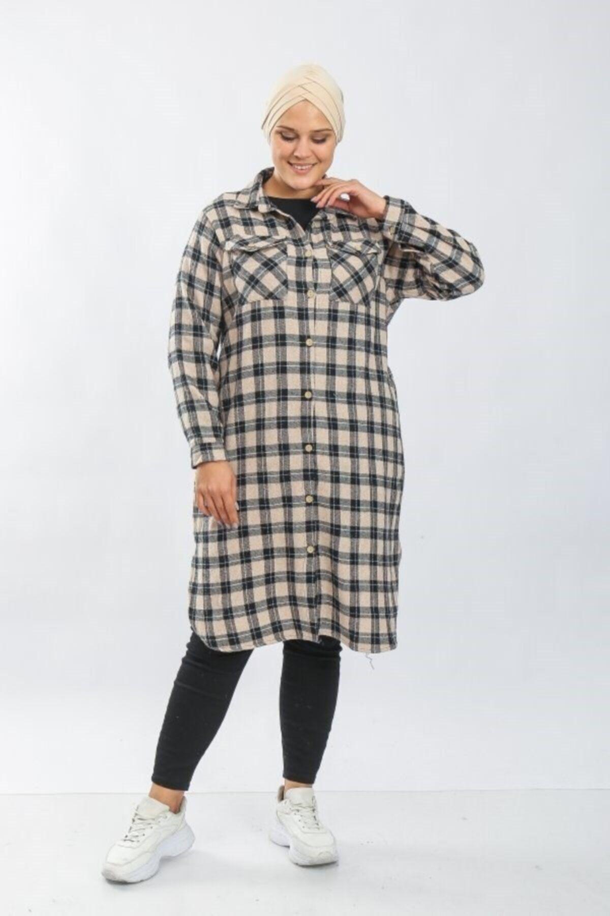 

Women s Style Plus Size Shirt Big Size Thick Long Lumberjack Shirt Beige Square 3XL