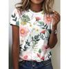 Summer Women’s Casual Fashion Flower 3D Printed T-shirt Loose Breathable Plus-size Casual Sports Versatile Crew Neck Short-sleeve T-shirt