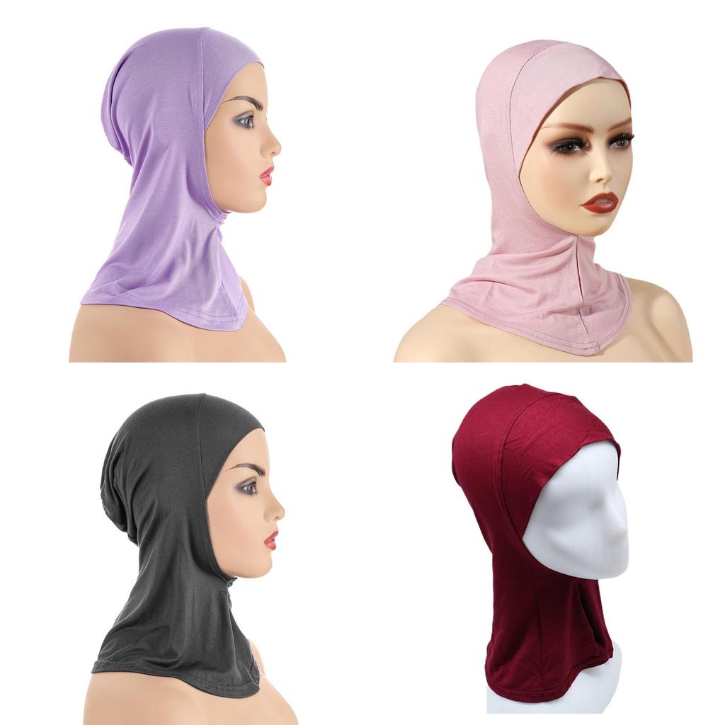 Women's Breathable Modal Muslim Islamic Solid Color Hijab Neck Head Under Scarf Cap For Ramadan
