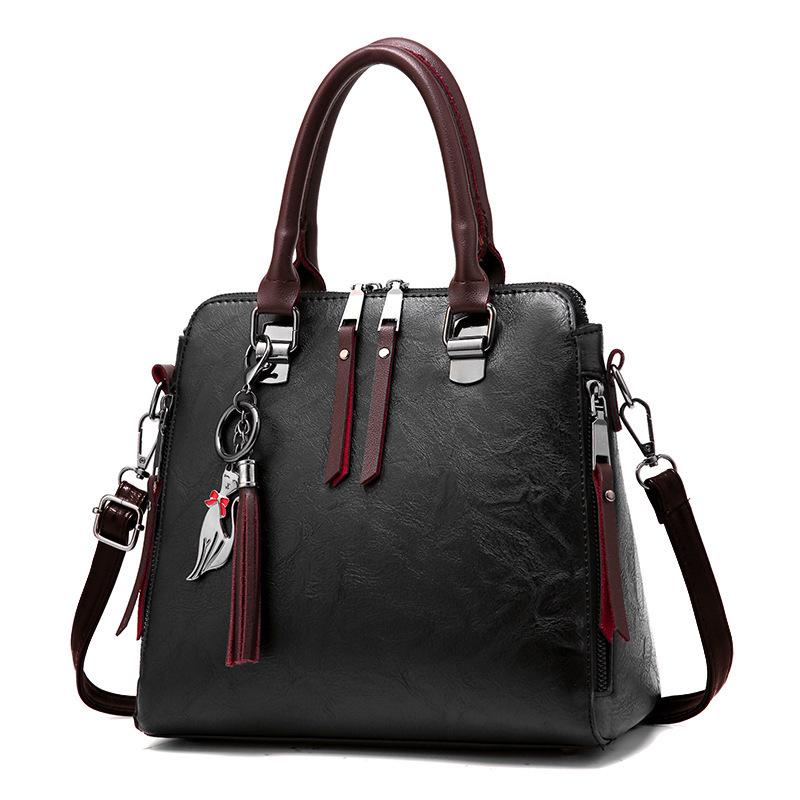 New Trendy Retro Handbag with Large Capacity Fox Pendant, Single Shoulder Crossbody Bag