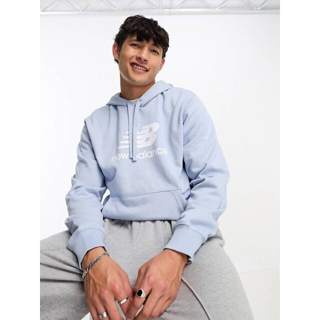 

Светло-голубая флисовая худи с логотипом New Balance Essentials