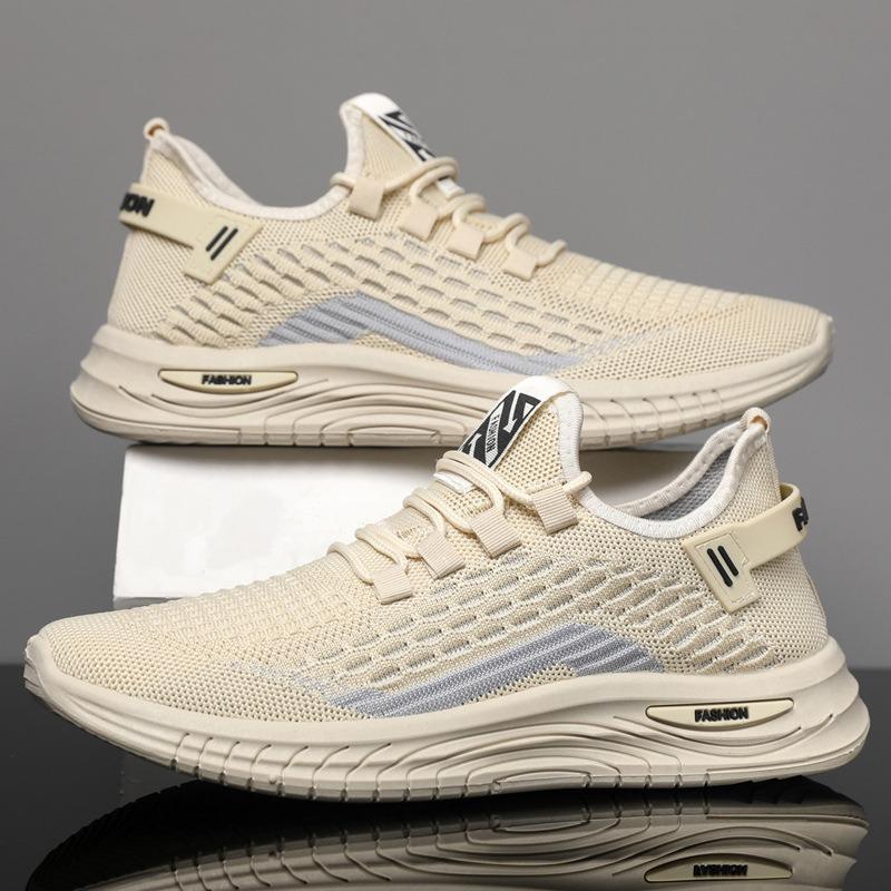 Men's Summer Fly Knit Sports Casual Shoes, Hollow Out Breathable Mesh Running Sneakers, Versatile Athletic Footwear for Men