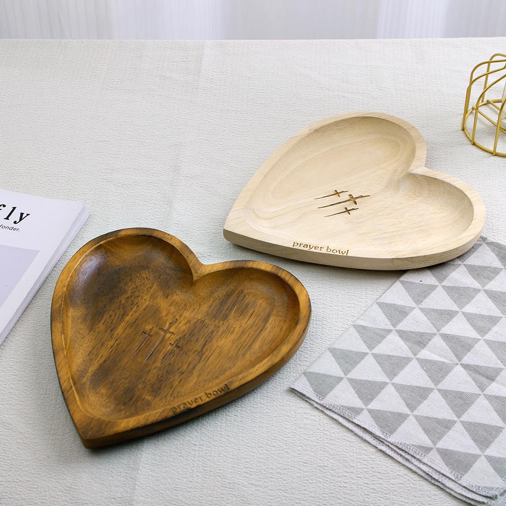 Heart Prayer Bowl Wooden Handmade Prayer Bowl 12 Prayer Cards Wood Dough Bowl Religious Christmas Christian Gifts for Women Men