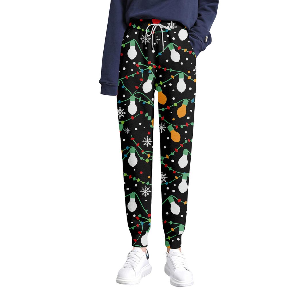 Women's casual fashion home Christmas print plush sweatpants