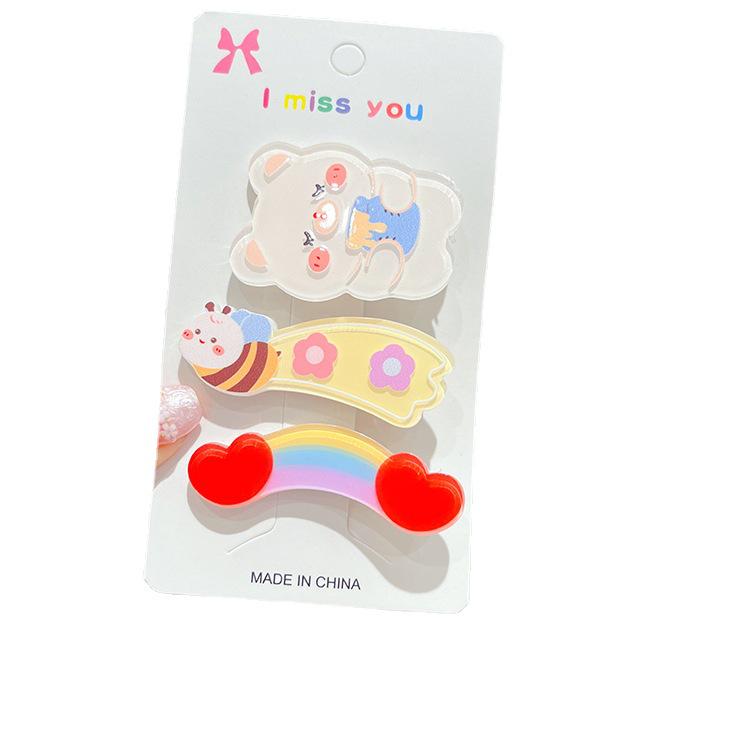 Korean Style Cute Bear Hairpin Set for Women – Summer Girlish Heart Bangs Clip