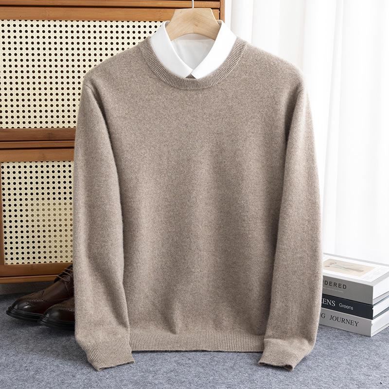Men's Autumn/Winter Pure Wool Round Neck Loose Fit Cashmere Sweater - Youth Fashion