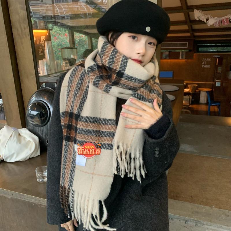Wrap up the warmth~ Christmas new red plaid scarf women's autumn and winter versatile warm scarf large version shawl