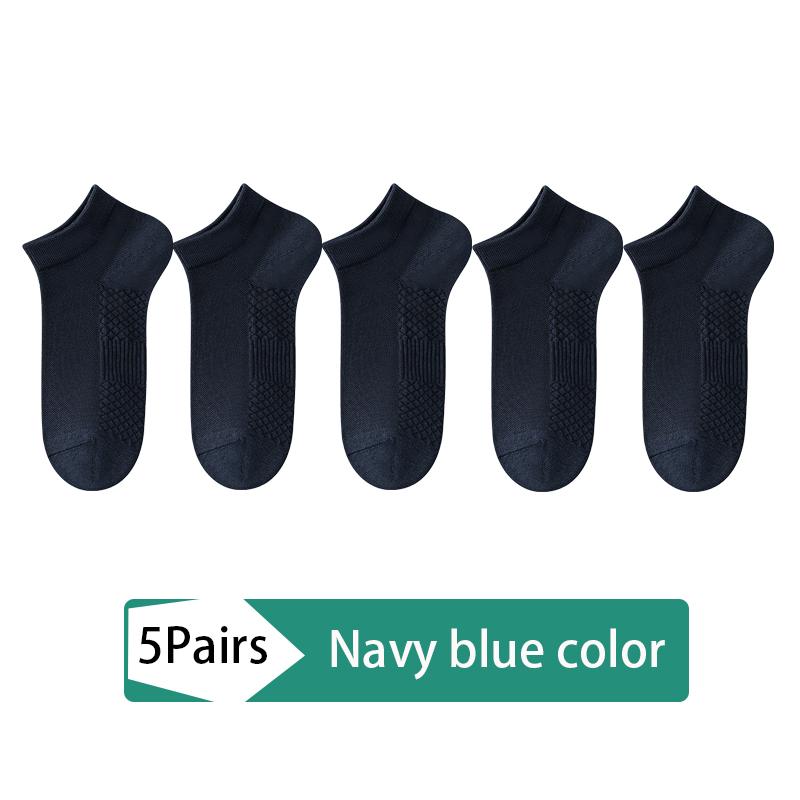 5Pairs Socks Men's cotton deodorant Antibacterial breathable casual black white business Short socks high quality size EU38-45