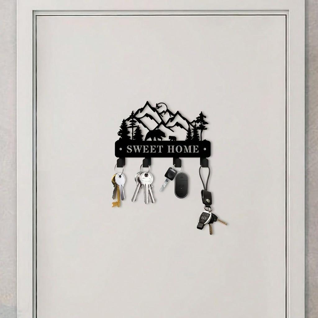 Bear Key Holder Heavy Metal Wall Hooks for Keys and Hats Space Saving Decor