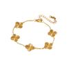 Gold 4-Leaf Clover Women Bracelet, SS No Tarnish Nickel-Free Sweat & Water Resistant, Salt Spray Report, Factory