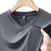 T-shirt da uomo taglie forti 9XL in seta ghiacciata con scollo a V a maniche corte, ad asciugatura rapida - Senza cuciture, leggera, traspirante, top sportivo estivo
