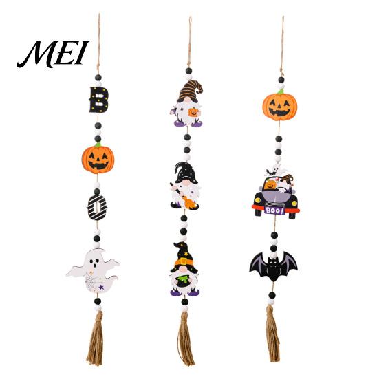 Entrance Door Hanging Sign Halloween Beaded Sign, Witch Pumpkin Bat Pendant Garland for Indoor Outdoor Party Ornaments Door, Spooky Festive Home Decor