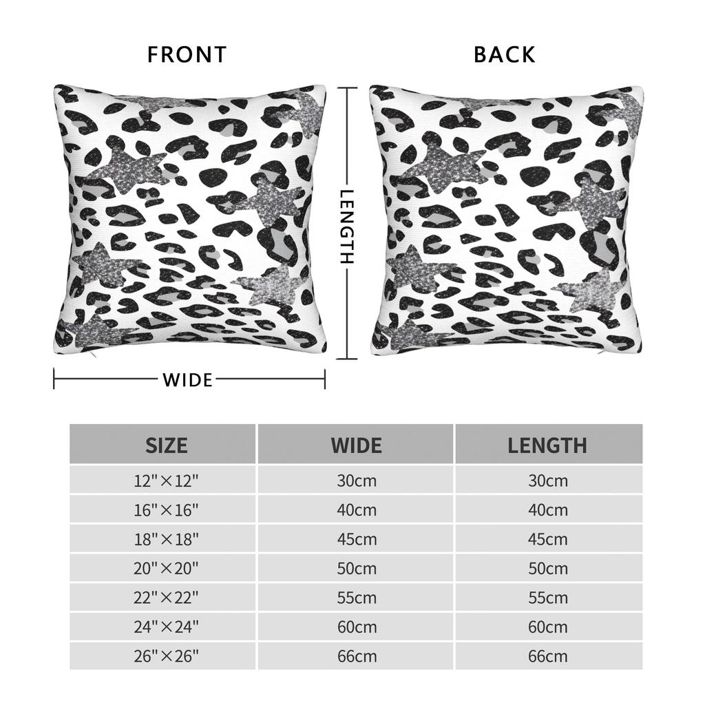 Leopard Print Star Pattern Pillow Case Retro Trendy Pillow Cover Square Pillowcases For Chair Sofa Home Decor