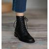Martin Boots, Lace-up Black Short Boots, Soft Sole, Medium Heel, Thick Heel, Trendy Shoes.