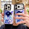 Phone Case: 2D Flat Design Suitable for iPhone 18 17 16 15 14 13 Pro, Colorful Silver Protective Case, Couple Style, Shimmering Little Black Cat, Chri