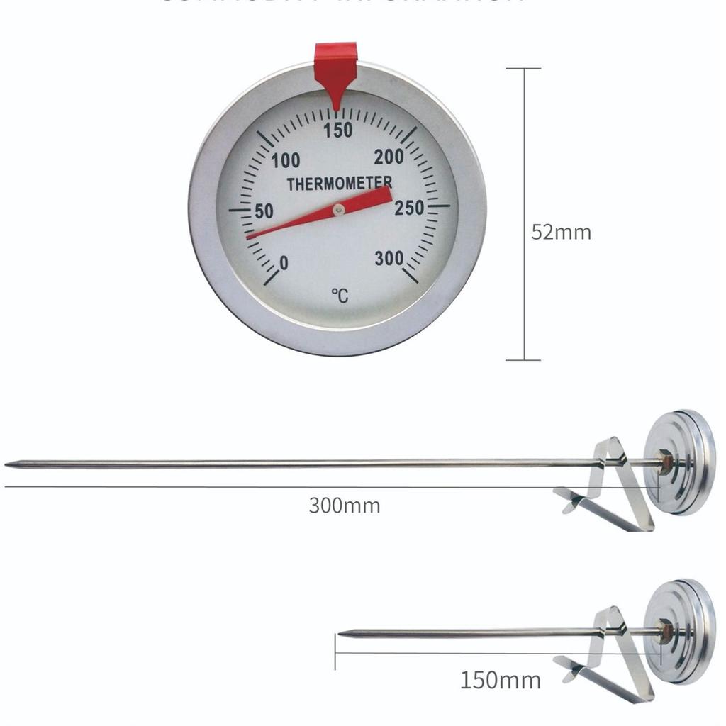Meat Thermometer for Cooking Instant Read Long Stem Stainless Steel Kitchen Thermometer for Deep Frying Candy Turkey BBQ