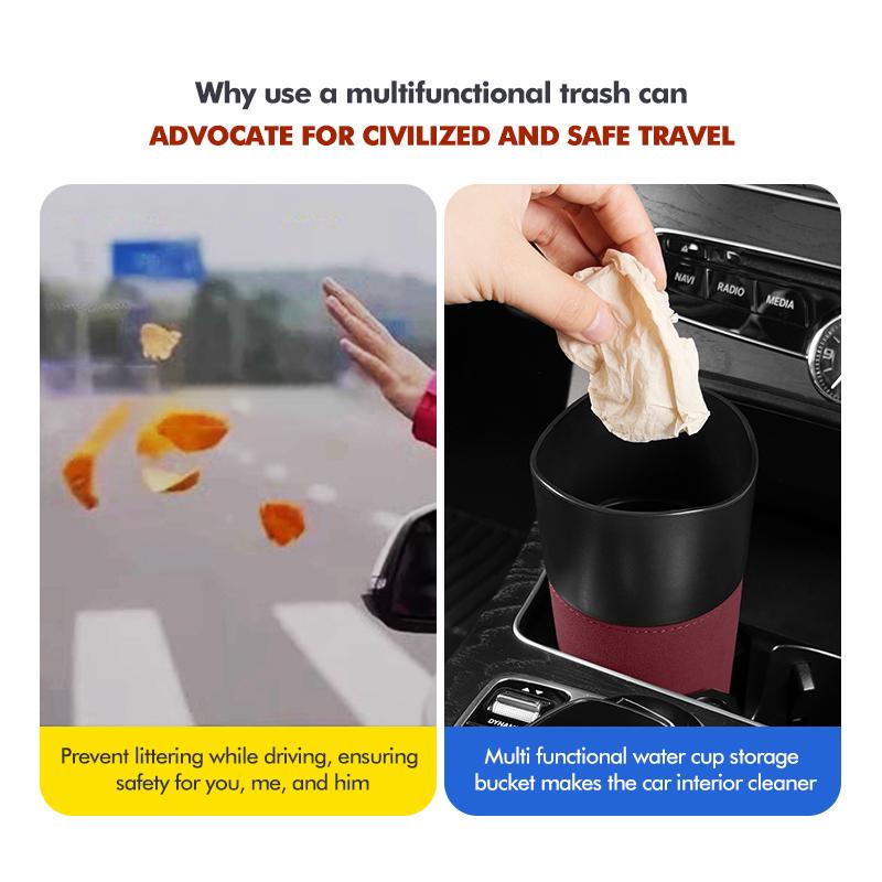 UNYDV1 For Volkswagen VW Car Cup Shaped Trash Can Tumbled Fur Auto Storage Container Tiguan MK1 Mk2 2016 2017 2018 2019 2020 2021