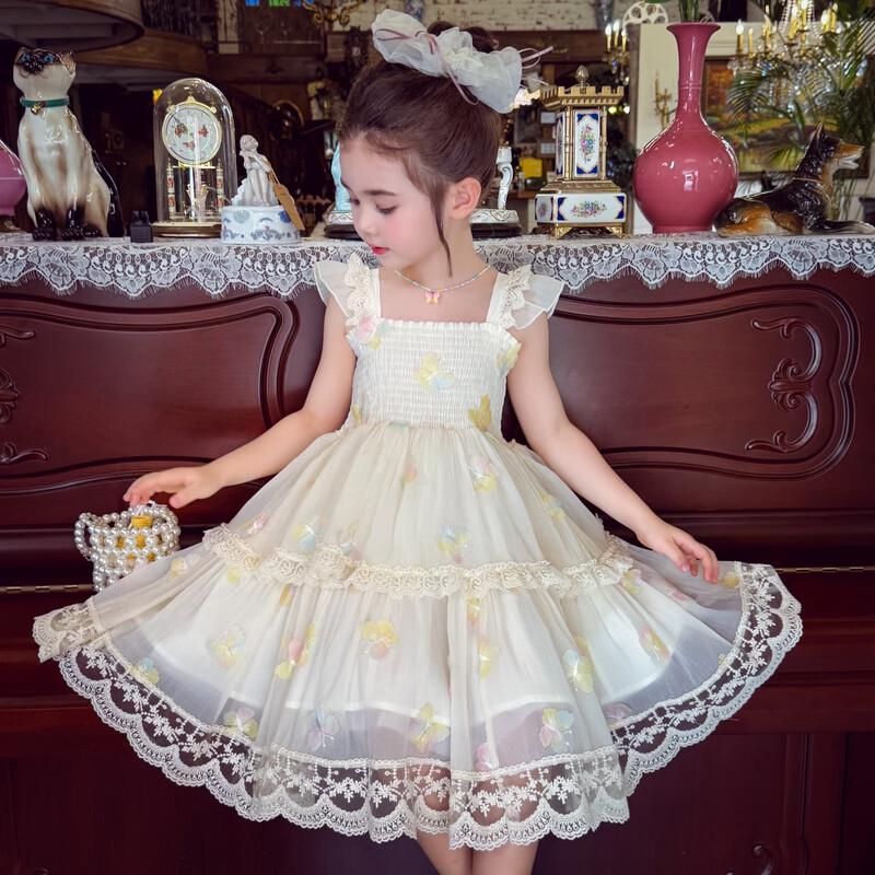 MIMIHELLO Girls  3D Butterfly Flutter Sleeve Princess Dress 140